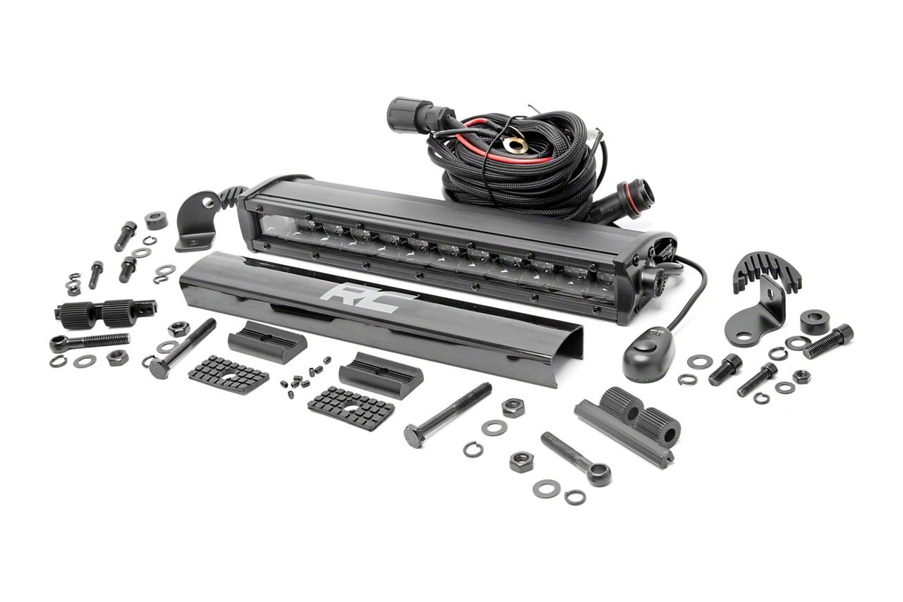 Rough Country 12-Inch Black Series Single Row LED Light Bar; Spot Beam (Universal; Some Adaptation May Be Required)