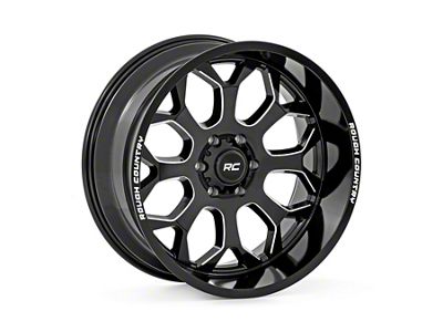 Rough Country 96 Series Gloss Black Milled 6-Lug Wheel; 22x10; -19mm Offset (14-18 Silverado 1500)