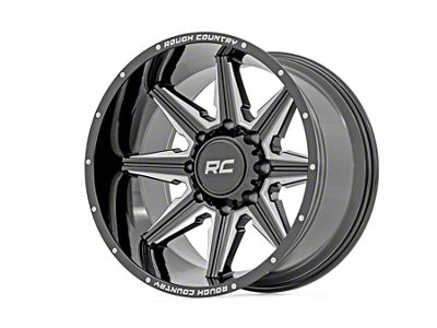 Rough Country 91M Series Gloss Black Milled 8-Lug Wheel; 20x12; -44mm Offset (15-19 Silverado 2500 HD)