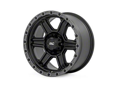 Rough Country 79 Series Semi Gloss Black with Gunmetal Ring 6-Lug Wheel; 17x8.5; 0mm Offset (19-23 Ranger)