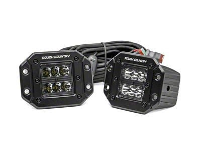 Rough Country 2-Inch Black Series Flush Mount LED Cube Lights; Spot Beam (Universal; Some Adaptation May Be Required)
