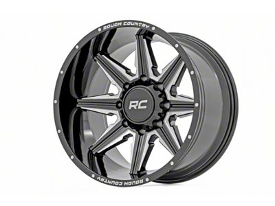 Rough Country 91M Series Gloss Black Machined 8-Lug Wheel; 22x12; -44mm Offset (23-24 F-250 Super Duty)