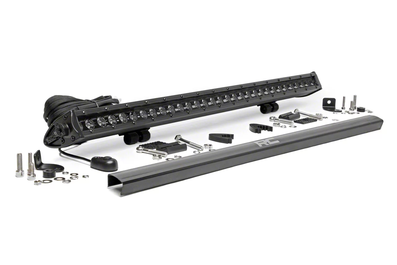 Rough Country 30-Inch Black Series Single Row LED Light Bar; Spot Beam (Universal; Some Adaptation May Be Required)