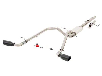 Rough Country Dual Exhaust System with Black Tips; Side Exit (09-13 4.8L Sierra 1500)