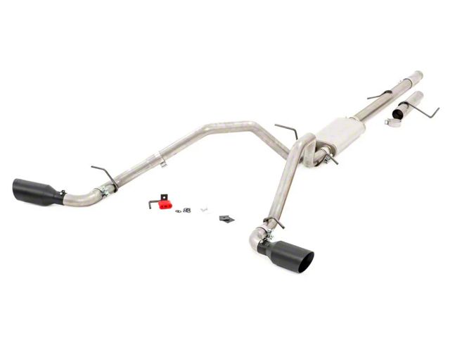 Rough Country Dual Exhaust System with Black Tips; Side Exit (09-13 4.8L Sierra 1500)