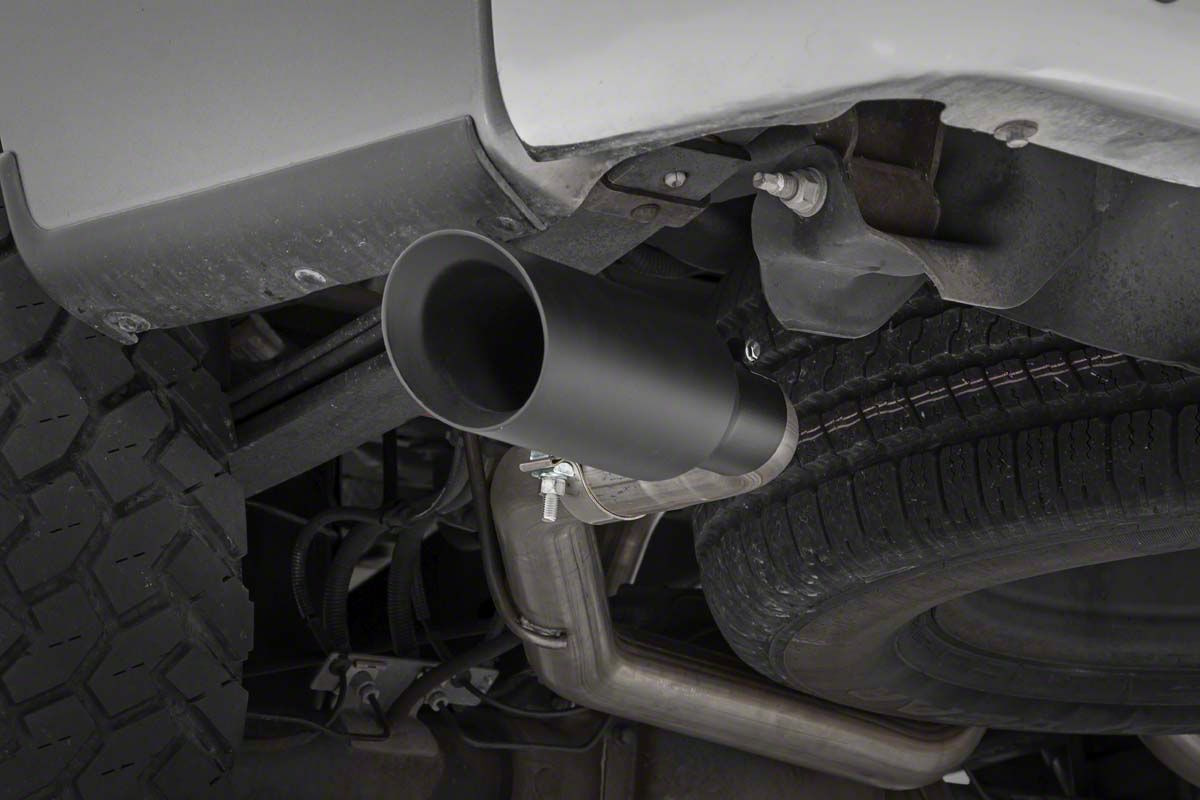 Rough Country F150 Dual Exhaust System with Black Tips; Side/Rear Exit