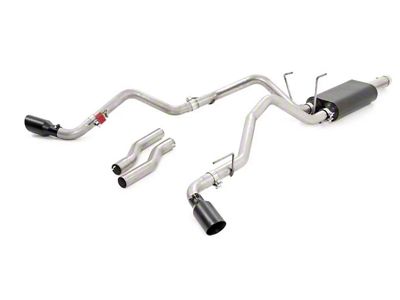 Rough Country Dual Exhaust System with Black Tips; Side/Rear Exit (09-18 5.7L RAM 1500)