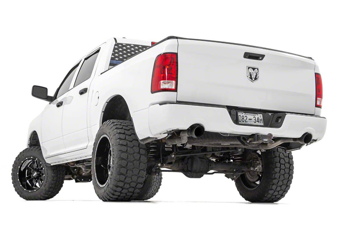 Rough Country RAM 1500 Dual Exhaust System with Black Tips; Side/Rear