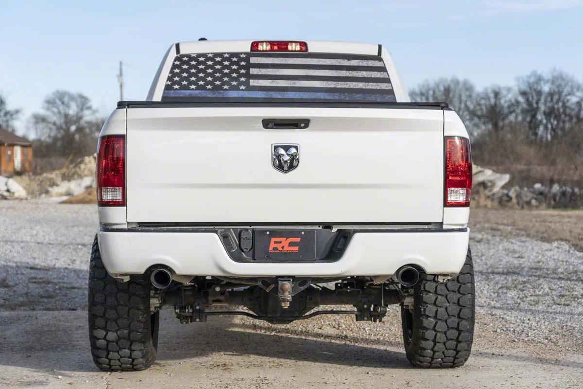 Rough Country RAM 1500 Dual Exhaust System with Black Tips; Side/Rear
