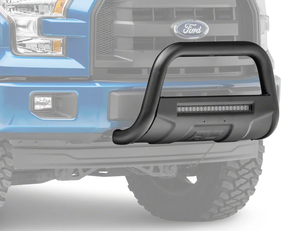 Rough Country Bull Bar with 20-Inch Black Series LED Light Bar; Black (04-24 F-150, Excluding EcoBoost & Raptor)