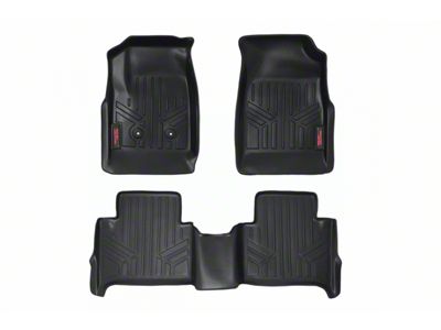 Rough Country Heavy Duty Front and Rear Floor Liners; Black (15-22 Colorado Crew Cab w/o Manual 4x4 Shifter & Vinyl Flooring)