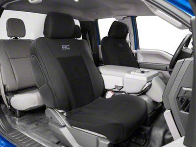 Rough Country Neoprene Front Seat Covers; Black (15-25 F-150)