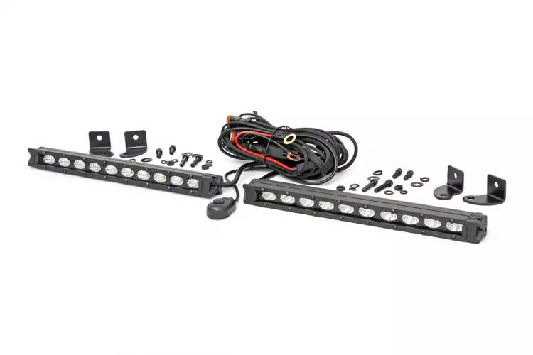 Rough Country F150 10Inch Black Series Slimline LED Light Bars; Flood Beam 70410ABL (Universal