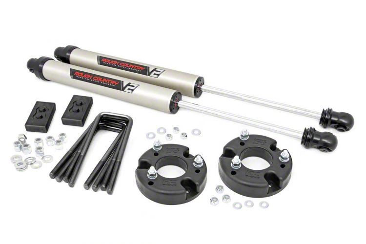 Rough Country 2-Inch Front Leveling Kit with V2 Monotube Shocks (21-24 F-150, Excluding Raptor)