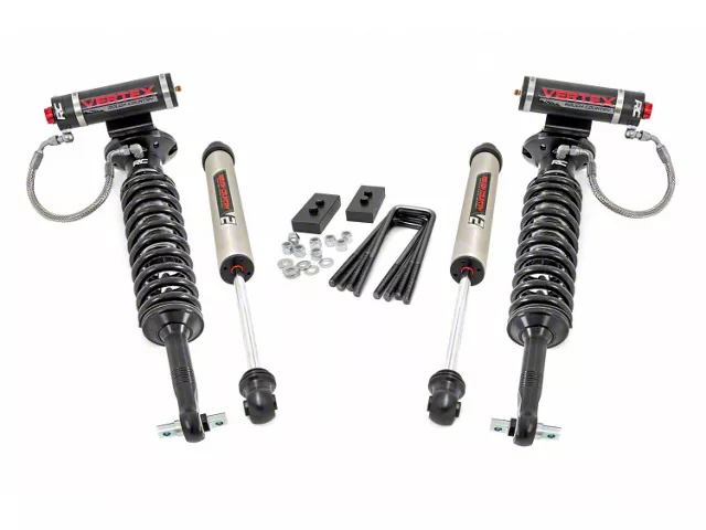 Rough Country 2-Inch Front Leveling Lift Kit with Vertex Adjustable Coil-Overs and V2 Monotube Shocks (21-24 4WD F-150 w/o CCD System, Excluding Raptor)