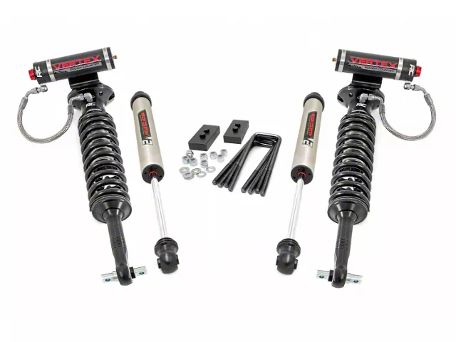 Rough Country 2-Inch Leveling Lift Kit with Vertex Adjustable Coil-Overs and V2 Monotube Shocks (14-20 4WD F-150, Excluding Raptor)