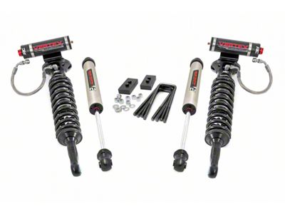 Rough Country 2-Inch Front Leveling Lift Kit with Vertex Adjustable Coil-Overs and V2 Monotube Shocks (09-13 F-150, Excluding Raptor)