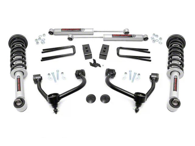 Rough Country 3-Inch Suspension Lift Kit with Lifted N3 Struts and Premium N3 Shocks (21-22 4WD F-150 SuperCab, SuperCrew w/o CCD System, Excluding PowerBoost, Powerstroke, Raptor & Tremor)