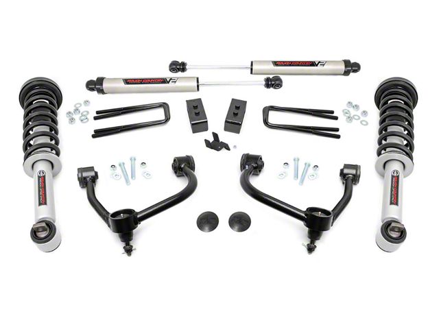 Rough Country 3-Inch Suspension Lift Kit with Lifted N3 Struts and V2 Monotube Shocks (21-22 4WD F-150 SuperCab, SuperCrew w/o CCD System, Excluding PowerBoost, Powerstroke, Raptor & Tremor)
