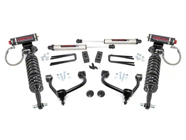 Rough Country 3-Inch Suspension Lift Kit with Vertex Adjustable Coil-Overs and V2 Monotube Shocks (21-22 4WD F-150 SuperCab, SuperCrew w/o CCD System, Excluding PowerBoost, Powerstroke, Raptor & Tremor)