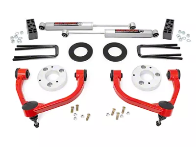 Rough Country 3-Inch Bolt-On Upper Control Arm Suspension Lift Kit with Premium N3 Shocks; Red (09-13 4WD F-150 SuperCab, SuperCrew, Excluding Raptor)