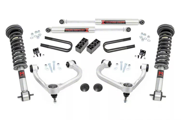 Rough Country 3-Inch Suspension Lift Kit with Front M1 Struts and Rear M1 Shocks (21-24 4WD F-150 SuperCab, SuperCrew w/o CCD System, Excluding…
