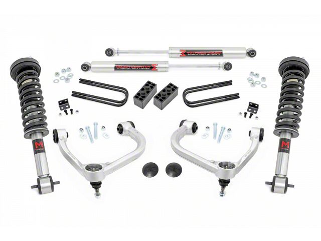 Rough Country 3-Inch Suspension Lift Kit with Front M1 Struts and Rear M1 Shocks (21-24 4WD F-150 SuperCab, SuperCrew w/o CCD System, Excluding PowerBoost & Raptor)