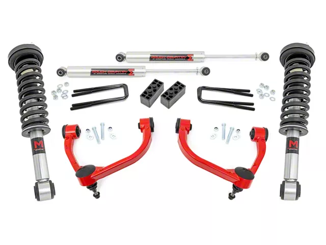 Rough Country 3-Inch Suspension Lift Kit with M1 Struts and M1 Rear Shocks; Red (09-13 4WD F-150 SuperCab, SuperCrew, Excluding Raptor)