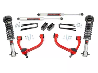 Rough Country 3-Inch Bolt-On Upper Control Arm Suspension Lift Kit with M1 Monotube Struts and Shocks; Red (14-20 4WD F-150 SuperCab, SuperCrew, Excluding Raptor)