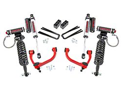 Rough Country Offroad 3-Inch Bolt-On Upper Control Arm Suspension Lift Kit with Vertex Adjustable Coil-Overs and Vertex Reservoir Shocks; Red (14-20 4WD F-150 SuperCab, SuperCrew, Excluding Raptor)