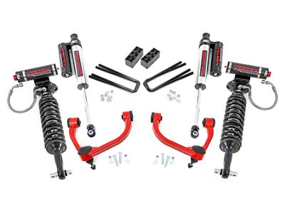 Rough Country 3-Inch Bolt-On Upper Control Arm Suspension Lift Kit with Vertex Adjustable Coil-Overs and Vertex Reservoir Shocks; Red (14-20 4WD F-150 SuperCab, SuperCrew, Excluding Raptor)