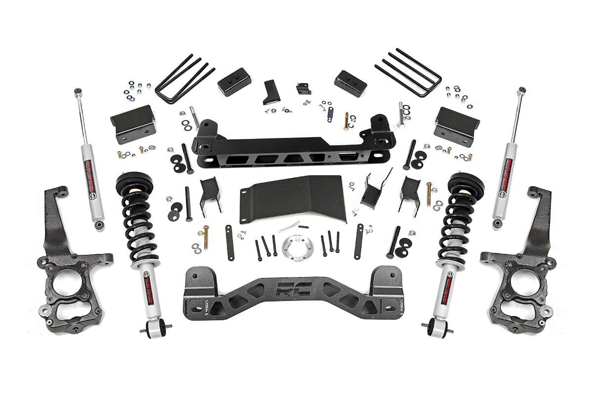 Rough Country 4-Inch Suspension Lift Kit with Lifted Struts and Premium N3 Shocks (15-20 4WD F-150, Excluding Raptor)