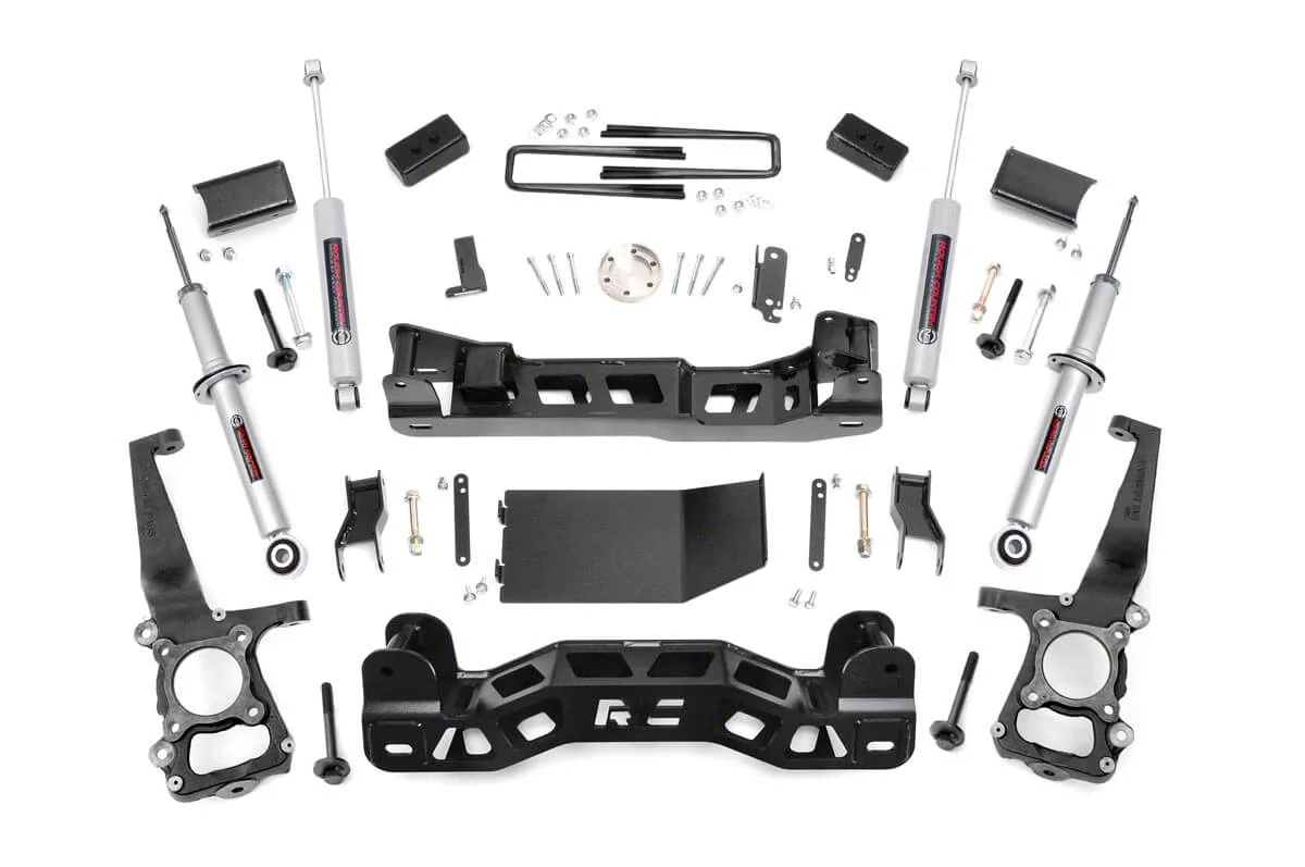 Rough Country 4-Inch Suspension Lift Kit with Lifted Struts and Premium N3 Shocks (2014 4WD F-150, Excluding Raptor)