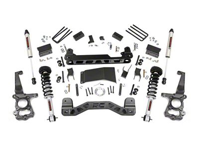Rough Country 4-Inch Suspension Lift Kit with Lifted Struts and V2 Monotube Shocks (15-20 4WD F-150, Excluding Raptor)