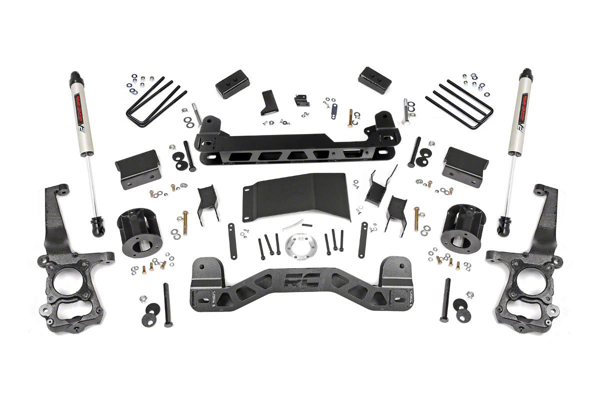 Rough Country 4-Inch Suspension Lift Kit with Premium N3 Shocks (15-20 4WD F-150, Excluding Raptor)