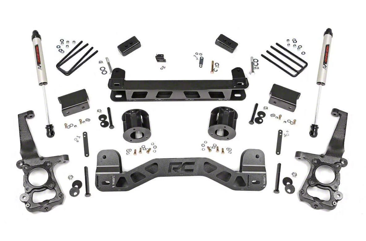 Rough Country 4-Inch Suspension Lift Kit with V2 Monotube Shocks (15-20 2WD F-150)