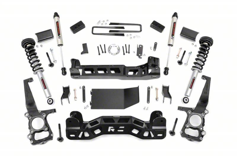 Rough Country 4-Inch Suspension Lift Kit with Lifted Struts and V2 Monotube Shocks (2014 4WD F-150, Excluding Raptor)