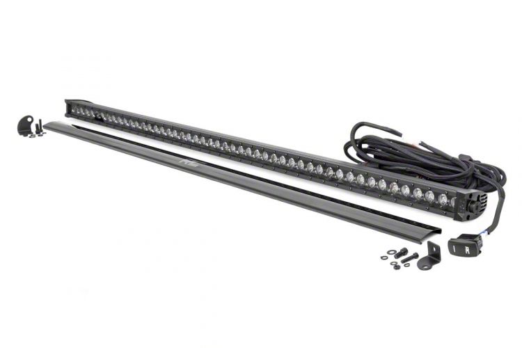 Rough Country 50-Inch Black Series Single Row Cool White DRL LED Light Bar; Spot Beam (Universal; Some Adaptation May Be Required)
