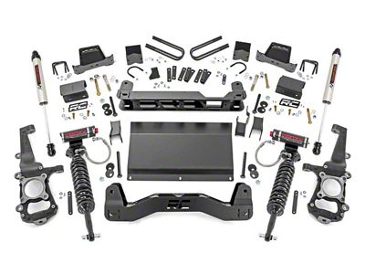 Rough Country 6-Inch Suspension Lift Kit with Vertex Adjustable Coil-Overs and V2 Monotube Shocks (21-24 4WD F-150 SuperCab, SuperCrew w/o CCD System, Excluding PowerBoost, Powerstroke, Raptor & Tremor)