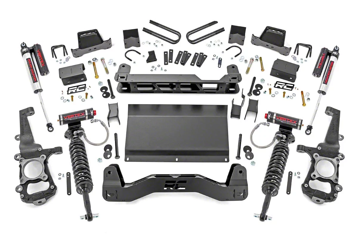 Rough Country 6-Inch Suspension Lift Kit with Vertex Adjustable Coil-Overs and Vertex Reservoir Shocks (21-24 4WD F-150 SuperCab, SuperCrew w/o CCD…