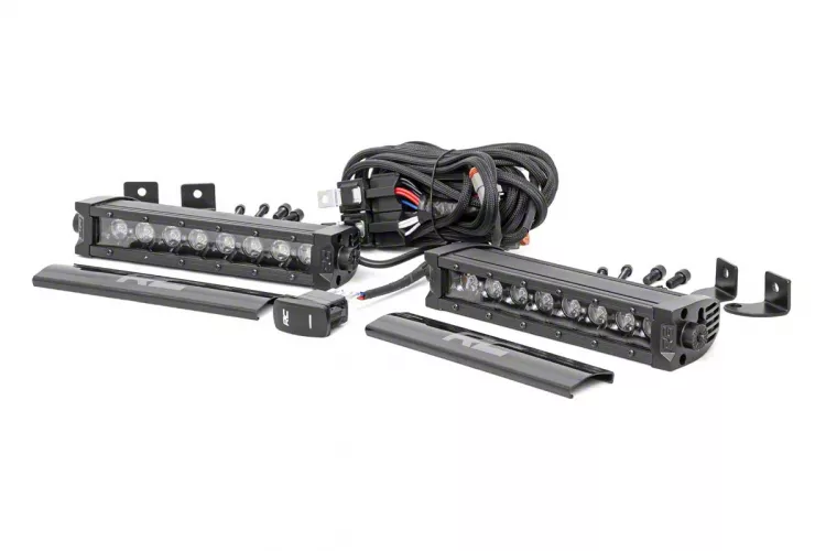 Rough Country 8-Inch Black Series Cool White DRL LED Light Bars; Spot Beam (Universal; Some Adaptation May Be Required)