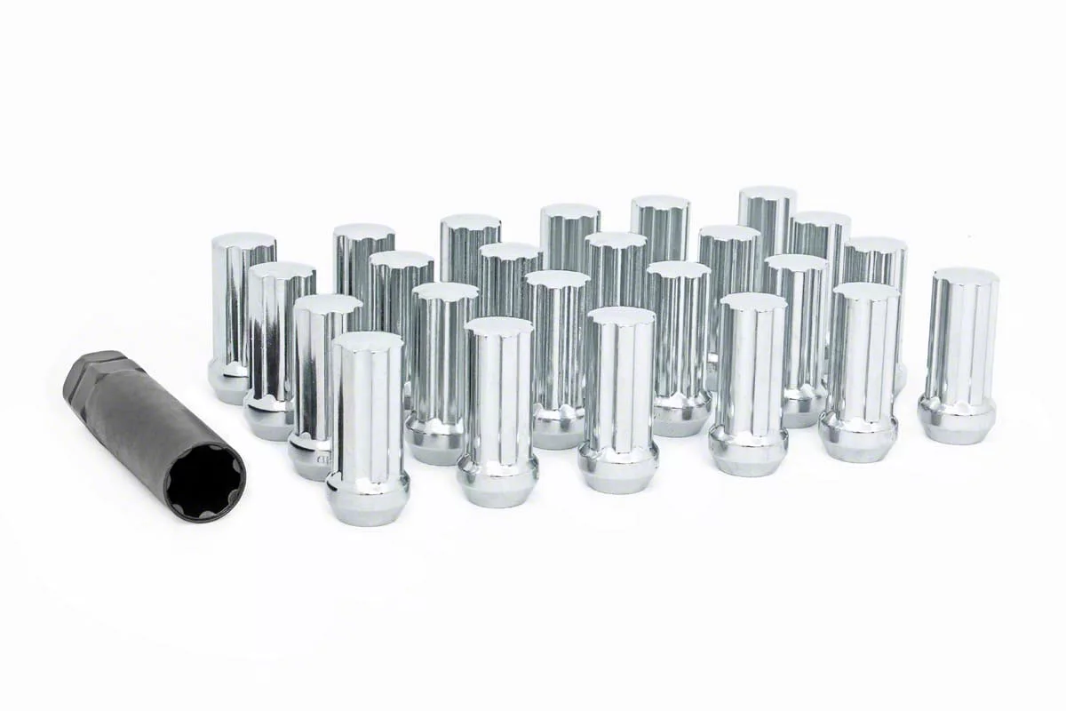 Rough Country F150 Chrome Bulge Acorn Style Lug Nut Kit; M14 x 2.0; Set of 24 142024CH (0420 F