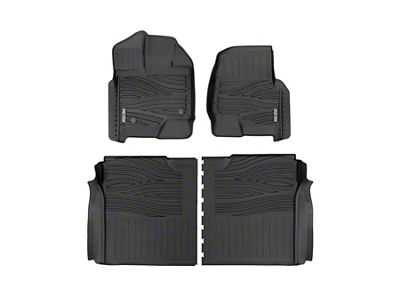Rough Country Flex-Fit Front and Rear Floor Mats; Black (15-25 F-150 SuperCrew w/o Rear Under Seat Storage)