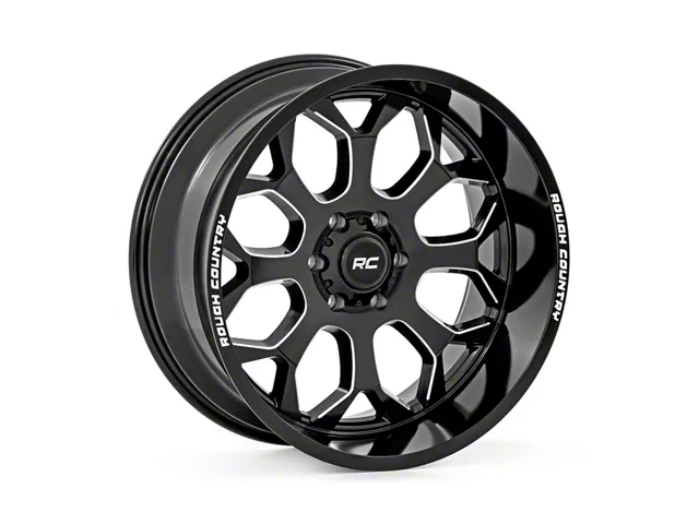 Rough Country 96 Series Gloss Black Milled 6-Lug Wheel; 22x10; -19mm Offset (21-24 F-150)