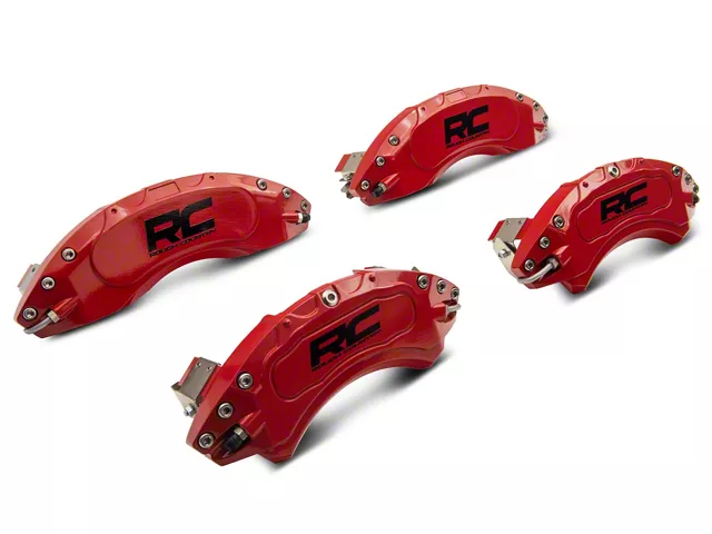 Rough Country Brake Caliper Covers; Red; Front and Rear (15-20 F-150 w/ Electric Parking Brake)