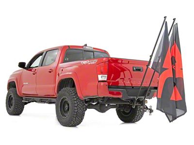 Rough Country Universal Hitch Dual Flag Pole Holder with Rough Country Flags (Universal; Some Adaptation May Be Required)