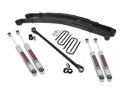 Rough Country 2-Inch Front Leveling Kit with Leaf Springs and Premium N3 Shocks (99-04 4WD 6.8L, 7.3L Powerstroke F-250 Super Duty)