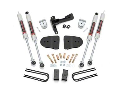 Rough Country 3-Inch Suspension Lift Kit with M1 Monotube Shocks (23-25 4WD 6.8L, 7.3L F-250 Super Duty w/o 4-Inch Rear Axle & Factory Overload Springs, Excluding Tremor)