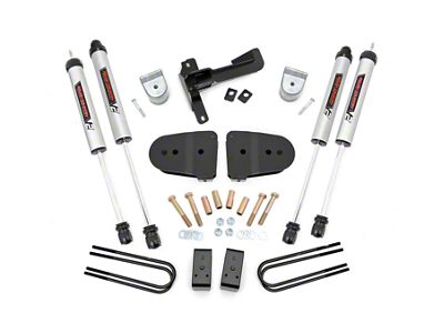 Rough Country 3-Inch Suspension Lift Kit with V2 Monotube Shocks (23-24 4WD 6.8L, 7.3L F-250 Super Duty w/o 4-Inch Rear Axle & Factory Overload Springs, Excluding Tremor)