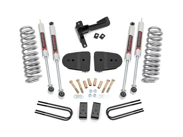 Rough Country 3-Inch Suspension Lift Kit with V2 Monotube Shocks (23-24 4WD 6.7L Powerstroke F-250 Super Duty w/o 4-Inch Rear Axle & Factory Overload Springs, Excluding Tremor)